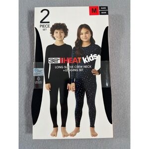NEW 32 Degrees Heat Kids base Long Sleeve Crew Neck‎ Legging Set Black M unisex
